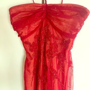 Red long gown